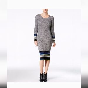 Striped Sweater Dress Gray Marl